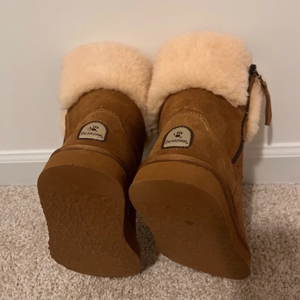 Ladies Size 7 Brown BEARPAW Zip-Up Fleece Lined Boots - NEW! - Picture 2 of 5